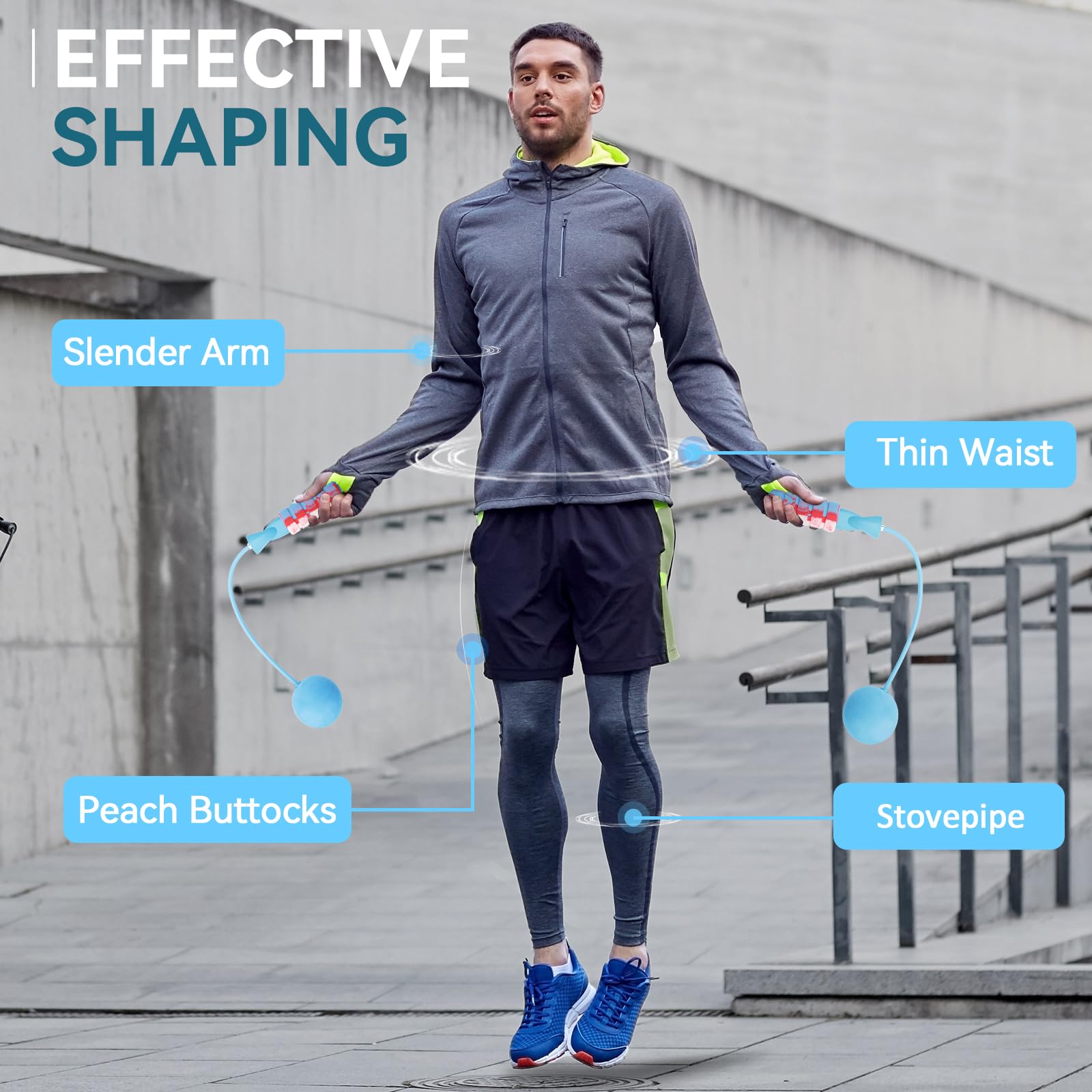 Kabelloses Springseil für Fitness mit Indoor-Springseil für Herren, Damen, Kinder, Hochgeschwindigkeitsseil für engen Raum, gewichtetes Springseil für Gewichtsverlust und allgemeine Workouts