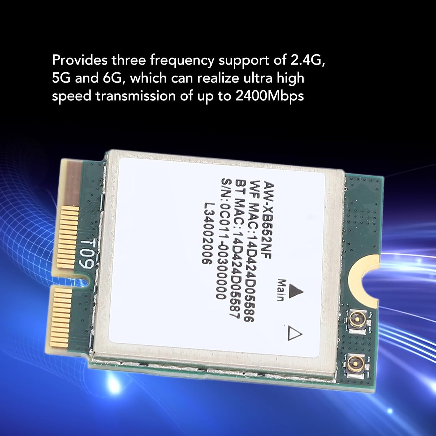 MT7902 Network Card,400Mbps 2.4GHz 5GHz 6GHz Tri Band 5.2 M.2 Network Adapter for Laptop PC Computer