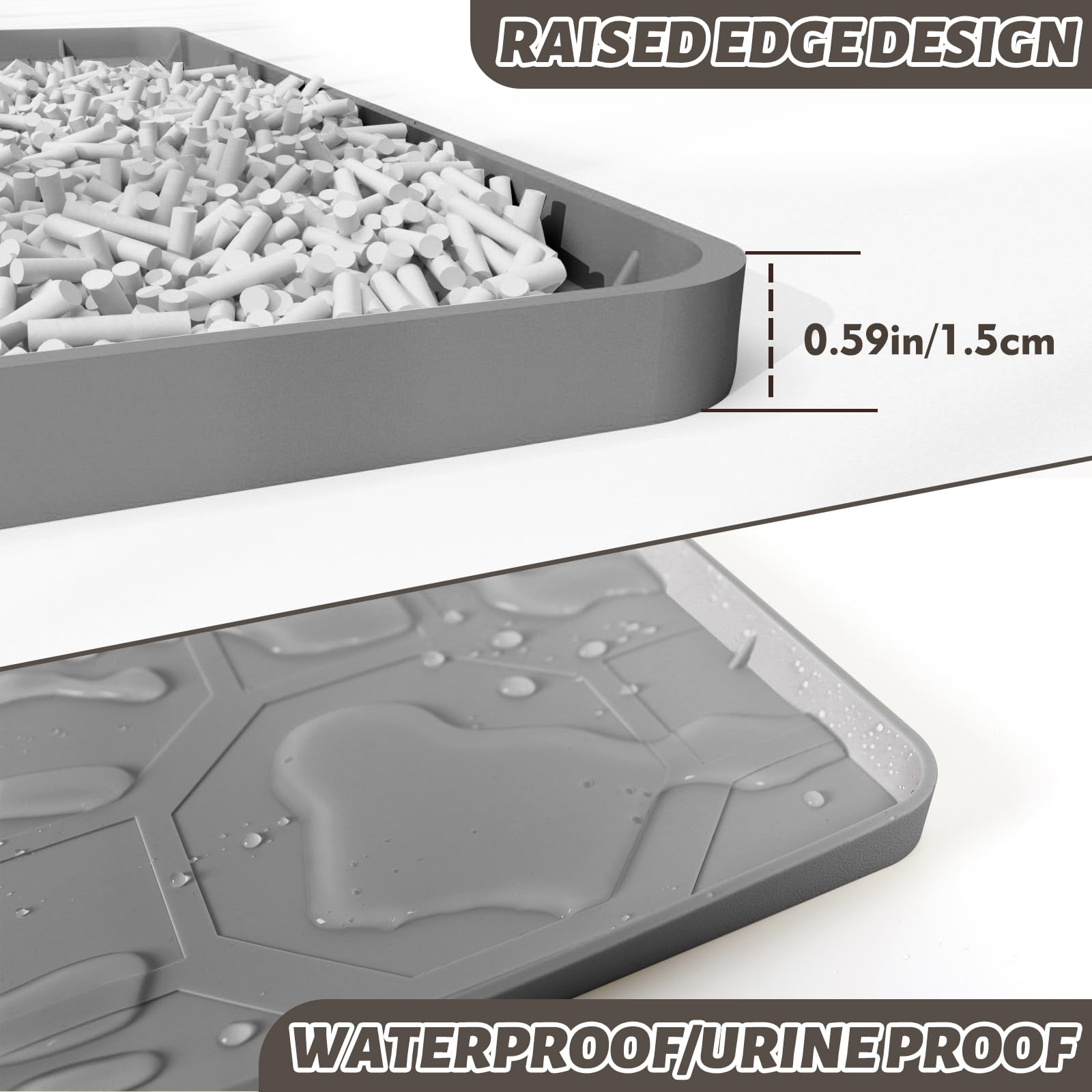 Tappetino per lettiera per gatti 71 x 56 cm, materiale in morbido silicone, facile da pulire, impermeabile, antiscivolo, tappetino resistente per interni e giardino