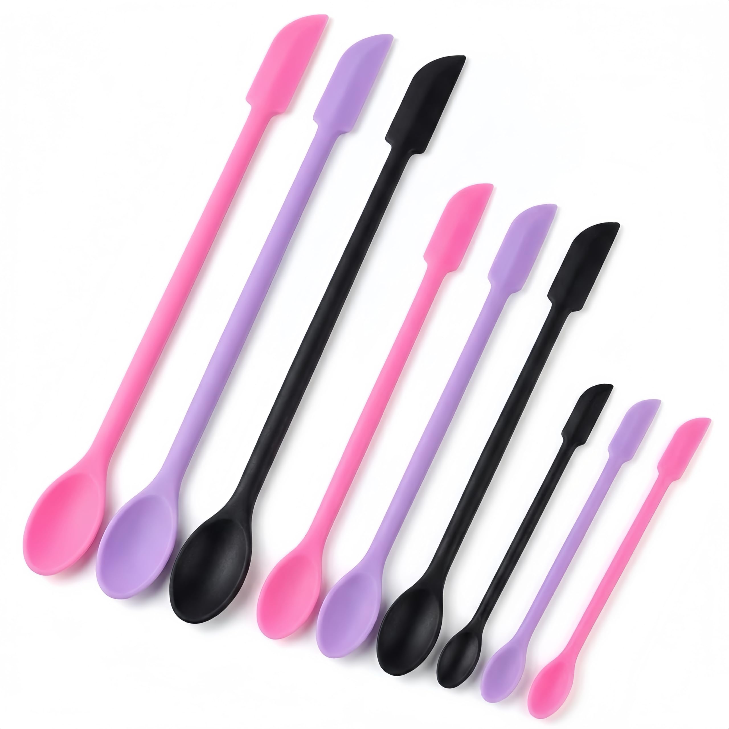 WEIMU 9-Piece Mini Silicone Scraper Set – Multi-Color Scrapers for Makeup, Beauty, Kitchen, Skincare & Cosmetics – Ideal for Cleaning Jars, Bottles & Narrow Openings