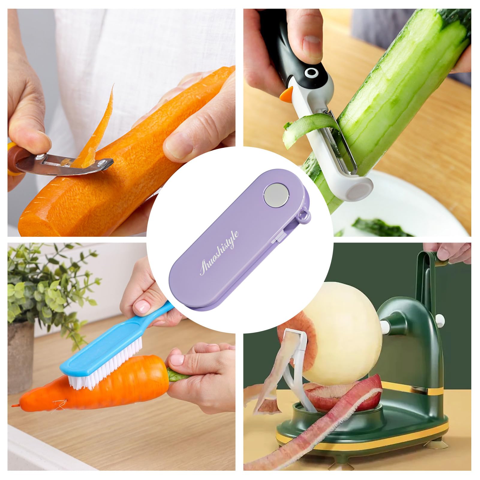 Aardappelschiller, vinger-groenteschiller met comfortabele rubberen handgreep voor de vingers, creatieve keukenschiller, dunschiller voor fruit, manden, wortelen, komkommers, aardappelen