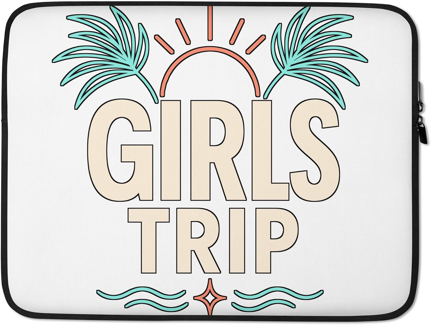 Girls Trip Vacation Beach Tropical Tree Sun Graphic Laptop Sleeve image 5