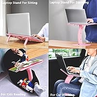 Vista 5 de Escritorio portátil para computadora portátil, bandeja de regazo para computadora portátil, mesa para comer, escribir, soporte ajustable