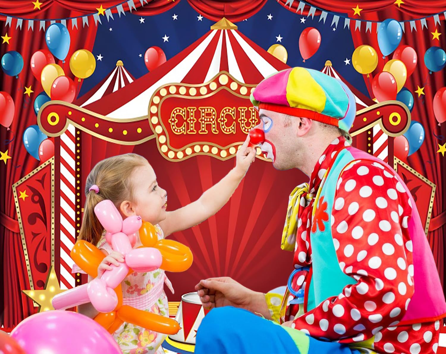 Fondo de circo rojo 3 x 2,5 m, caja fotográfica de vinilo fondo para círculo árbol decoración fiesta de cumpleaños, fondos de estudio fotográfico retratos