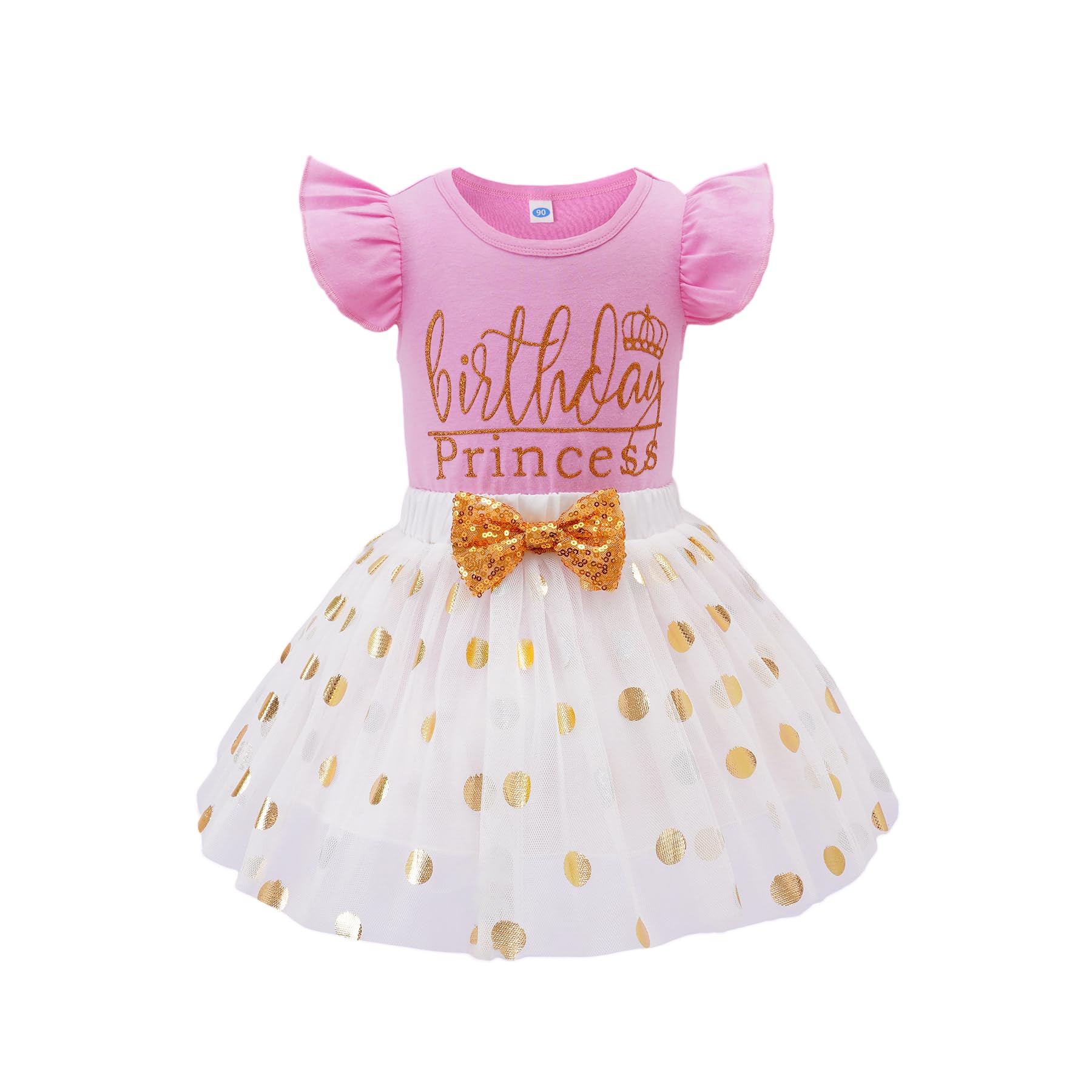 LYSMuch Kids Baby Girl's Birthday Outfits Princess Vest short Sleeveless Shirt Mesh Tutu Skirt Set (Pink,18-24 Months)