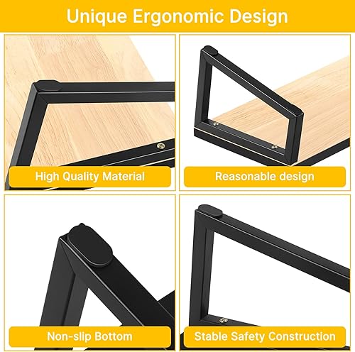 Miniatura 8 de SEHERTIWY Reposapiés debajo del escritorio para uso en la oficina, taburetes ergonómicos de madera con metal para oficina, hogar, cocina,