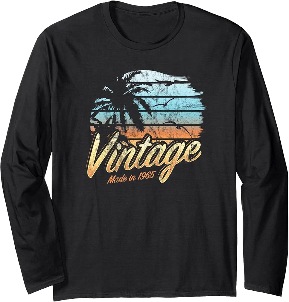 Vintage 1965 Palm Tree Vacation Sunset 60th Birthday Long Sleeve T-Shirt