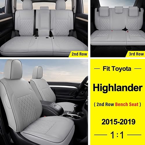 Miniatura 2 de GIANT PANDA Juego completo de fundas de asiento de automóvil personalizadas para Toyota Highlander LE, XL, Limited, Hybrid 2015 2016 2017 2018 2019