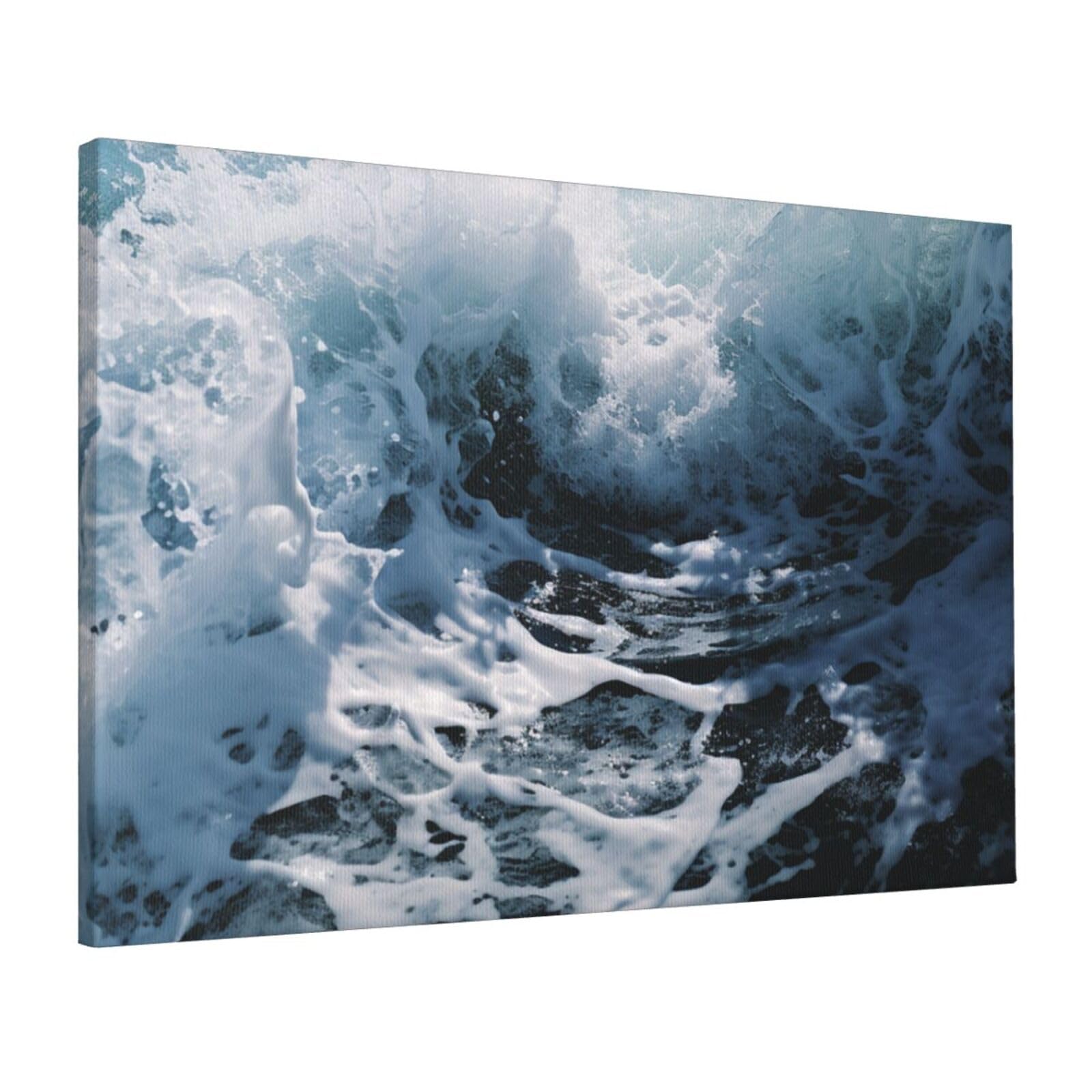 FodPand Canvas Wall Art for Living Room Wall Decor 16"x24" Modern Artwork Painting Pictures Hanging Canvas Prints Ocean Splash Foam Aesthetic Wall Art for Bedroom Bathroom Office Wallart Decor
