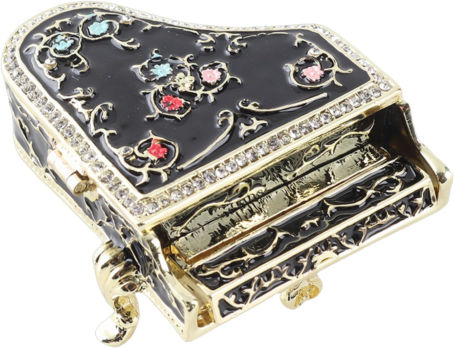 TOPINCN Jewelry Box Organizer, Enamel Piano Shaped Rhinestone Trinket Box 6.6 x 5.5 x 6cm Small Jewelry Storage Case for Ring Earring Necklace, Home Decor Ornament