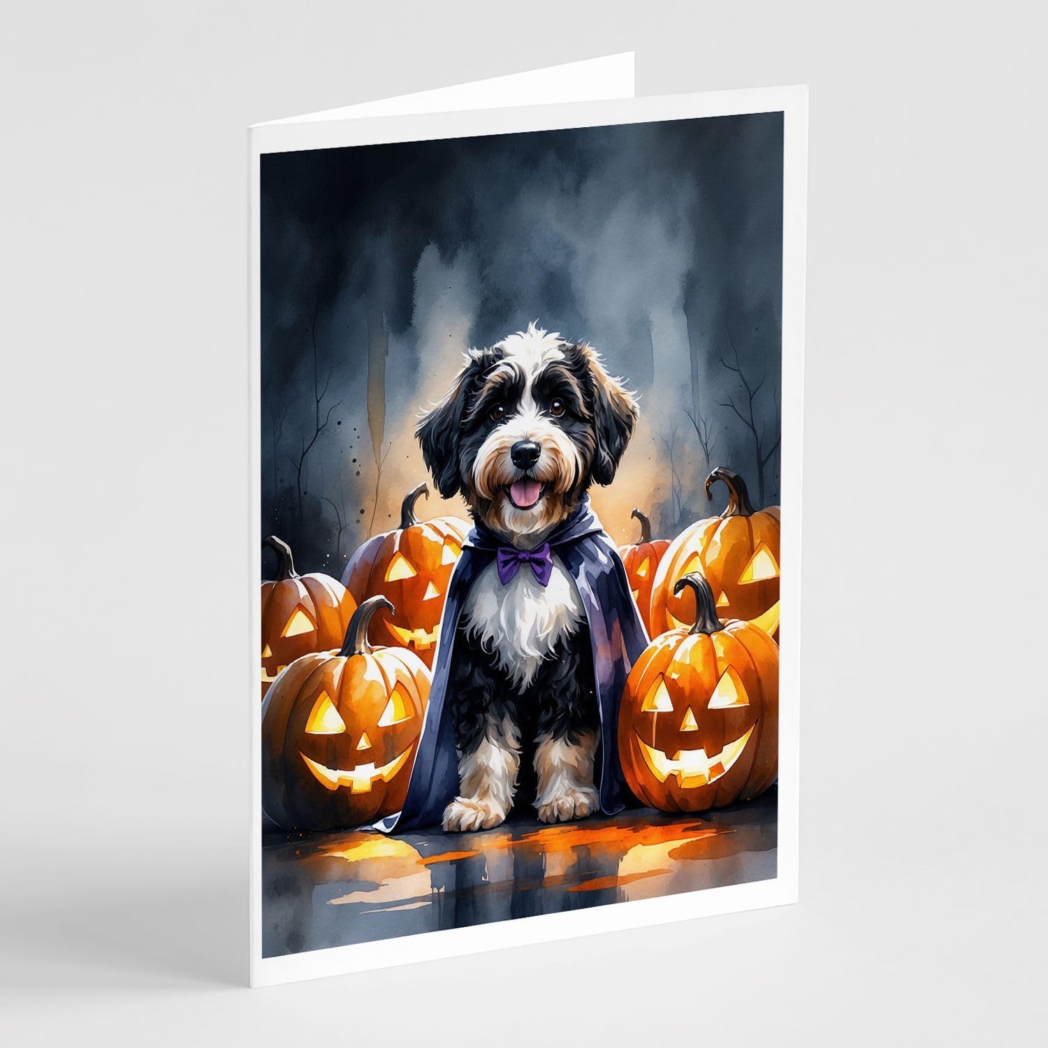 Caroline's Treasures Shiba Inu Puppy Halloween Greeting Cards Pack of 8 Blank Cards with Envelopes Whimsical A7 Size 5x7 Blank Note Cards