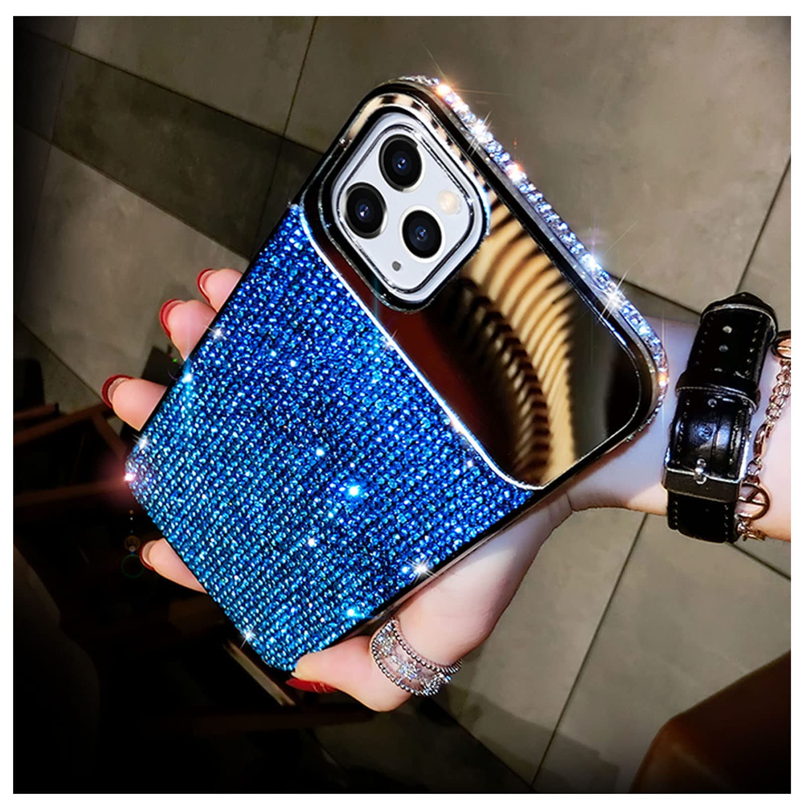 DRIMEE Specchio Cover con Glitter Strass Diamanti per iPhone