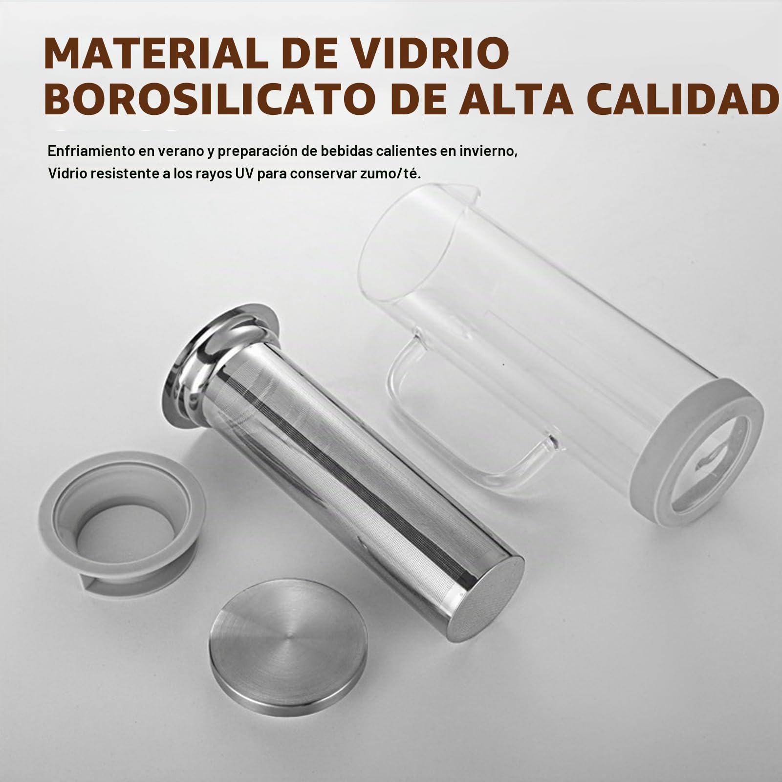 Cold Brew - Cafetera de 800 ml, cold brew coffee maker, cafetera Cold Brew, tapa con asa y filtro de acero inoxidable, apta para actividades al aire libre, portátil, para café helado, té helado
