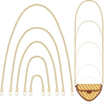 Gold Purse Chain, 5PCS Crossbody Chain Strap, Gold Belt Chain, Chain Replacement Accessories, Purse Extender Strap for Crossbody Bags, Purses, Handbags 5 Sizes