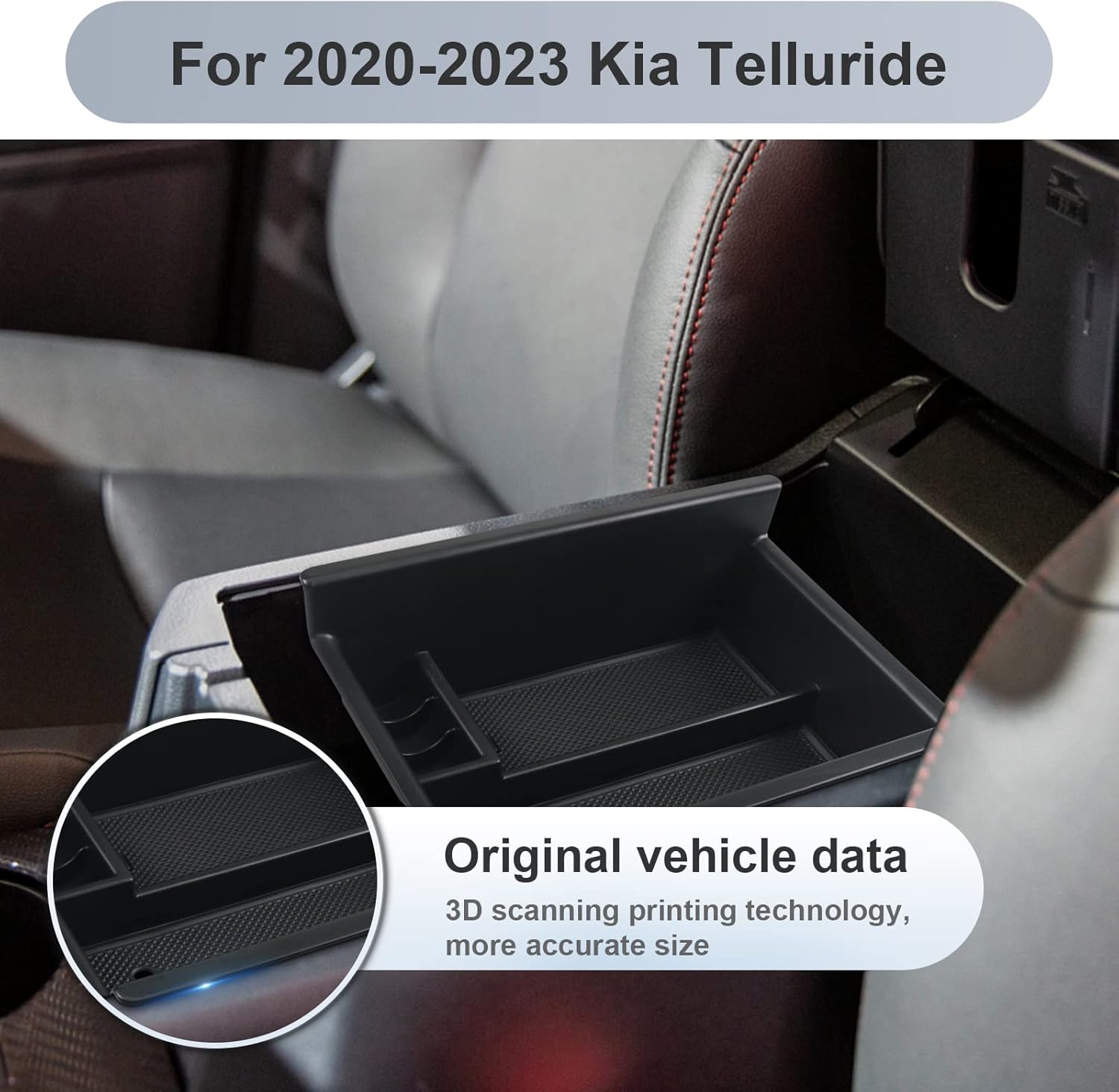 SKTU for 2020-2024 2025 Kia Telluride 2014-2024 Toyota 4Runner Center Console Organizer Insert ABS Black Materials Tray 2024 2025 Telluride Accessories with Coin and Sunglasses Holder