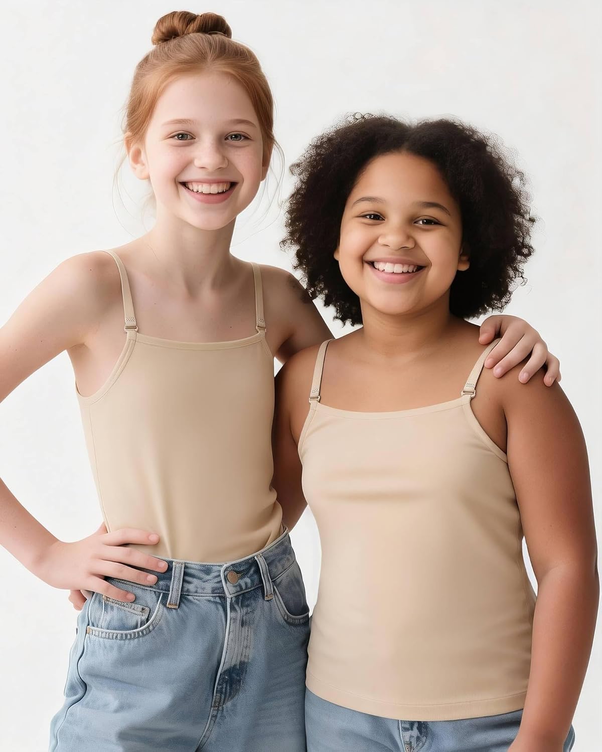 iMucci Girls Camisole Undershirts Tank Top Adjustable Straps Cami Top with Clear Straps Dance Tank Tops for Girls - Image 3