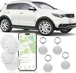 Tracker Tags-4 Pack Work with Apple Find My(iOS Only),Bluetooth Tracker for Luggage,Key,Bag,Replaceable Battery, Key Finder with 4 Waterproof Cases and Keychains (Black)