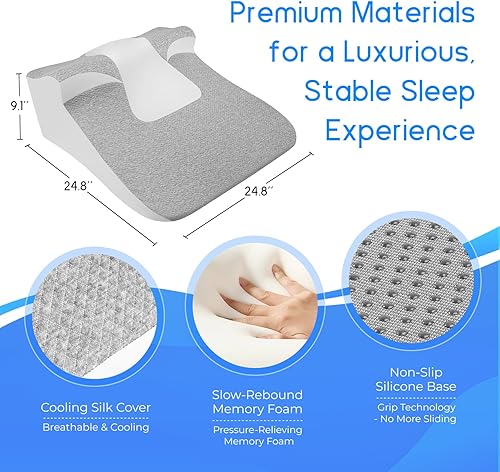 Miniatura 7 de Almohada de cuña de cama para aliviar la apnea del sueño, el reflujo ácido y los ronquidos, almohada de recuperación poscirugía con espuma