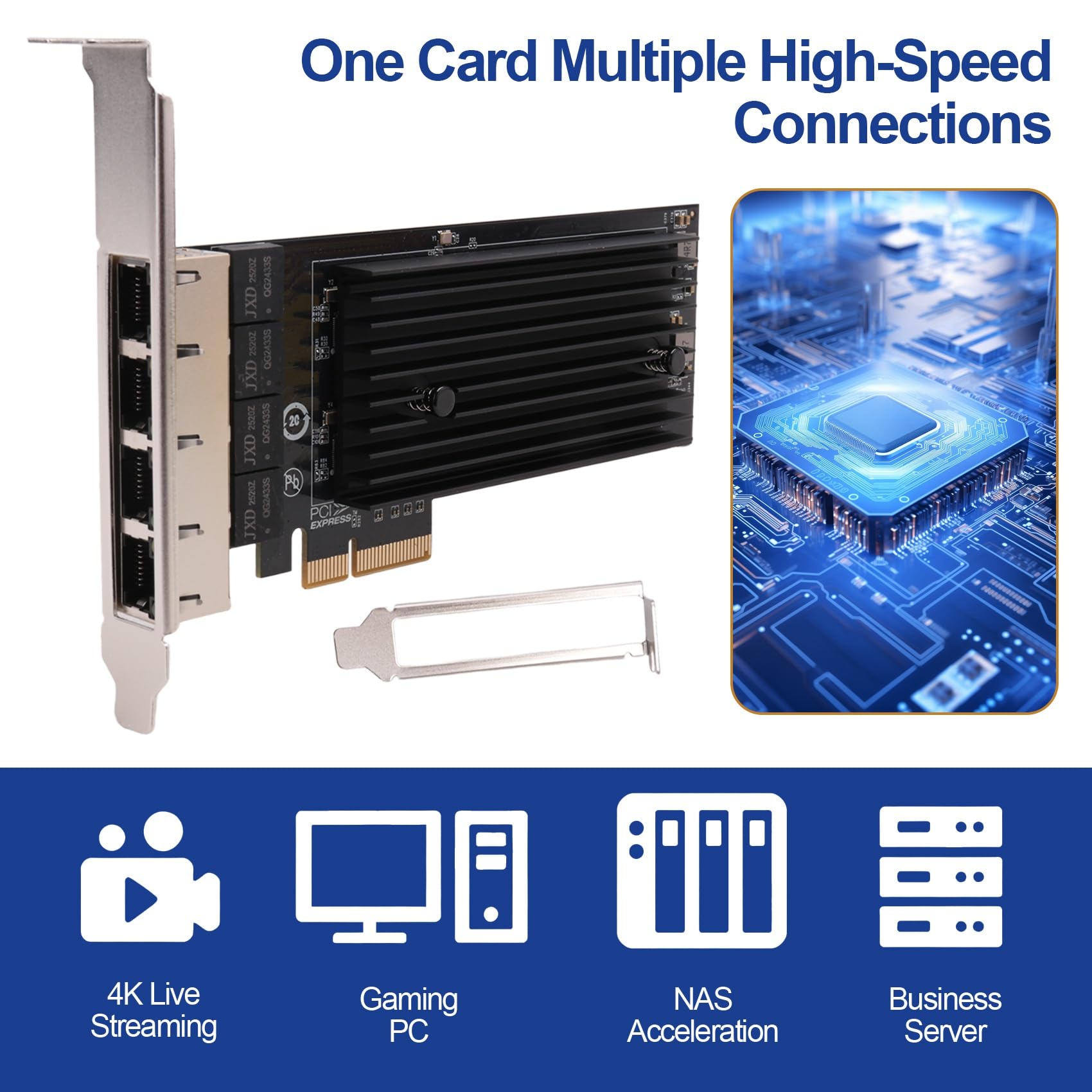 pour Carte Réseau PCIe 4 Ports 2.5G RJ45 pour Carte Gigabit PCI Express Puces I226 100/1000M/2500Mbps pour PC Portable