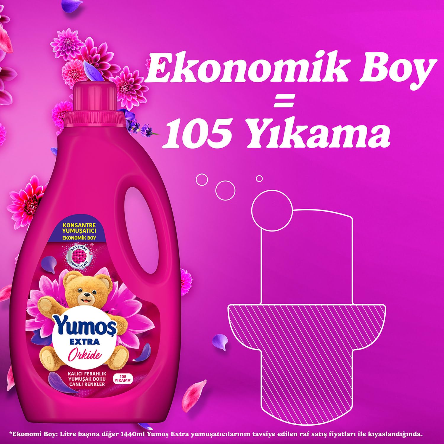 Yumoş Extra Konsantre Çamaşır Yumuşatıcısı Orkide 2520 ml (4 paketi)