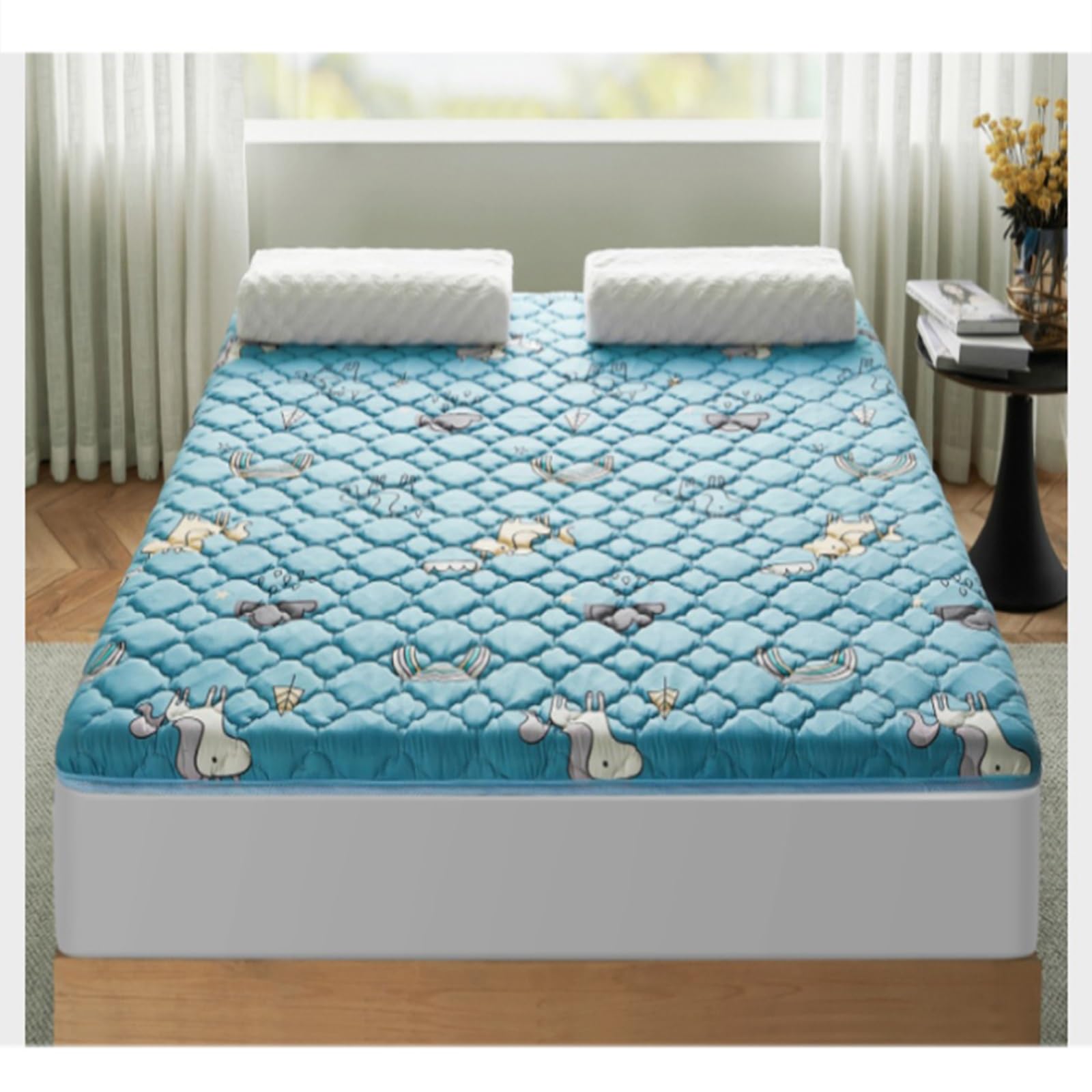 Tapis de sol antidérapant en latex pliable fin pour chambre à coucher, salon et dortoirs - 6,5 cm, taille simple 90 x 190 cm, option confortable et durable pour dormir
