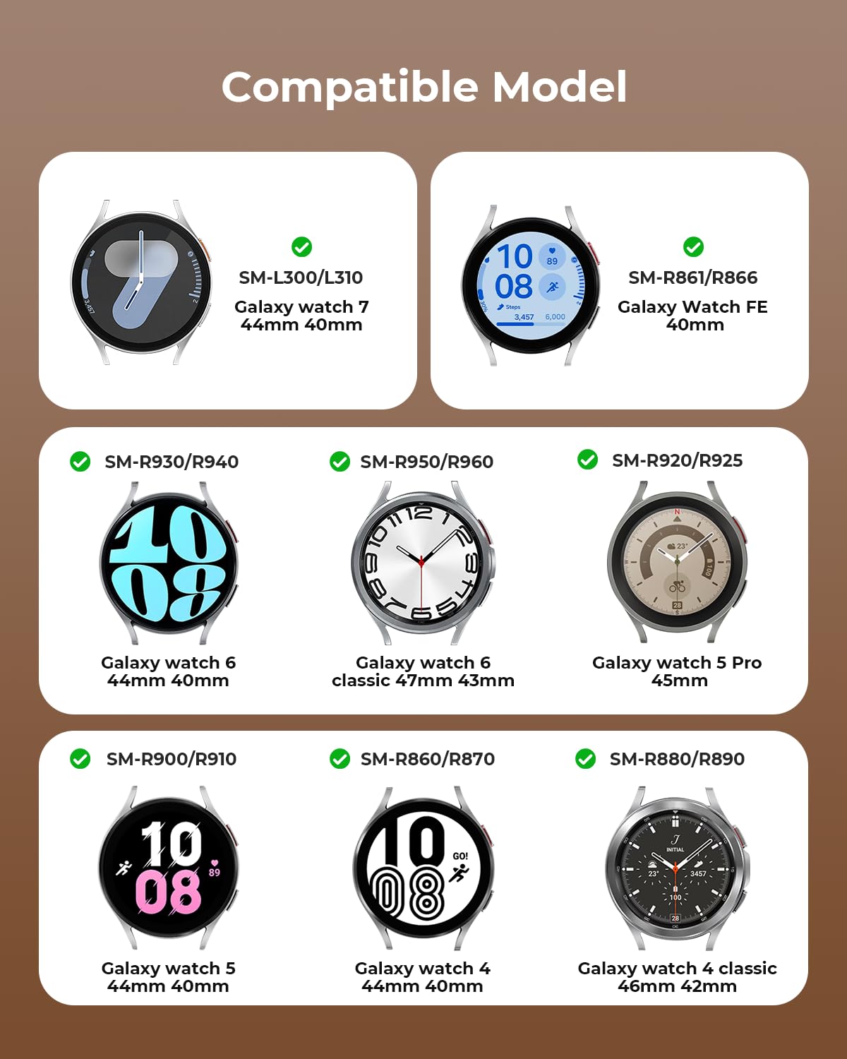 SUNDAREE Compatibile con Cinturino Samsung Galaxy Watch 6 4 Classic 47MM 46MM 43MM 42MM/5 Pro 45MM/6 5 4 44MM 40MM LTE, Argento No Gap Donna Uomo Metallo Acciaio Inox Orologio Cinturini Ricambio Band
