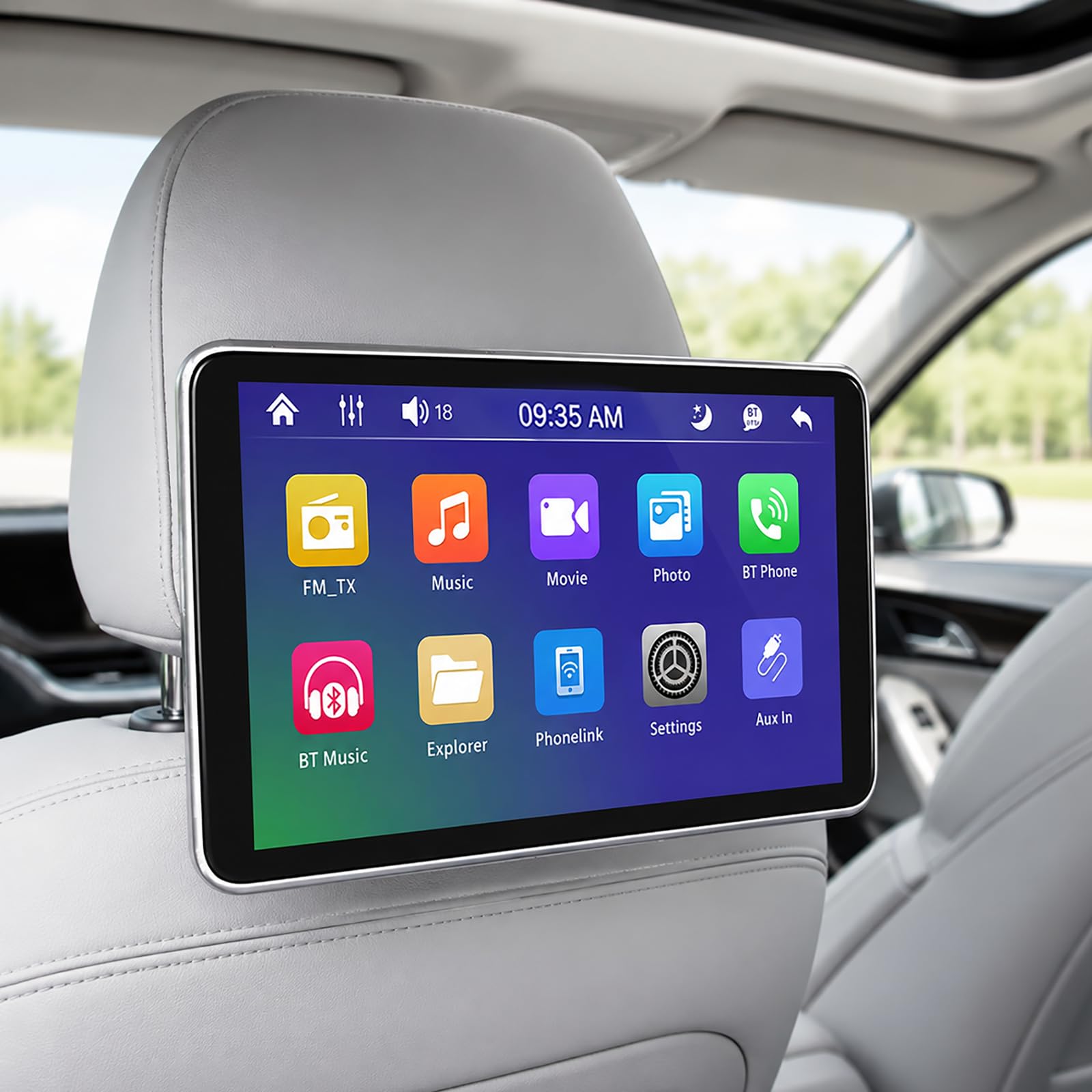 HCAUYNN 10.1 Inch Headrest Monitor for Car, Rear Seat Entertainment Display with Wireless CarPlay, Wireless Screen Mirroring, Touch Screen Video Player, USB TF Support