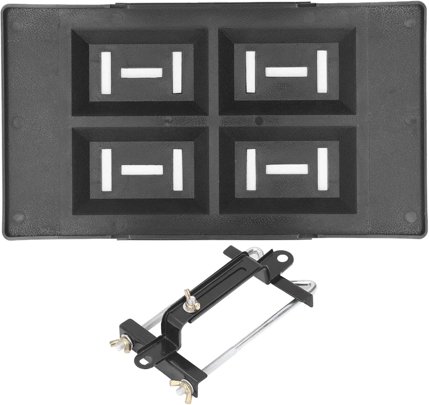 Universal Car Battery Hold Down Tray Bracket Kit, Height Adjustable Battery Retaining Clamp with Crossbar and Bolts, Sturdy ABS Metal Construction for Secure Fit in Most
