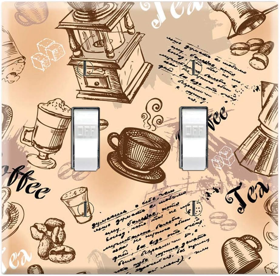 Graphics Wallplates - Coffee and Tea - Double Toggle Wall Plate Cover