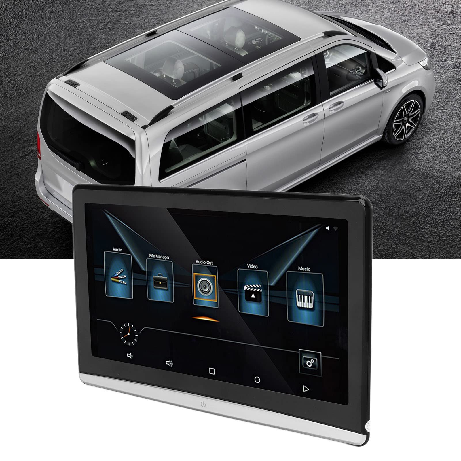 10.6in Car Display, Mutifuctional 1 Coppia Touch Screen Poggiatesta Lettore Video 1920x1080 Car Stereo con LED Luce Colorata Interfaccia USB Multilingue per Veicoli Auto RV