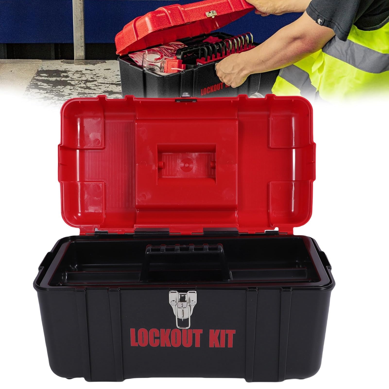 Dilwe Kit de Etiquetado de Bloqueo, Juego de 10 Candados LOTO con Cerraduras de Disyuntor y Cerrojos de Seguridad, Equipo de Seguridad Industrial Compatible con OSHA para Paneles Eléctricos y