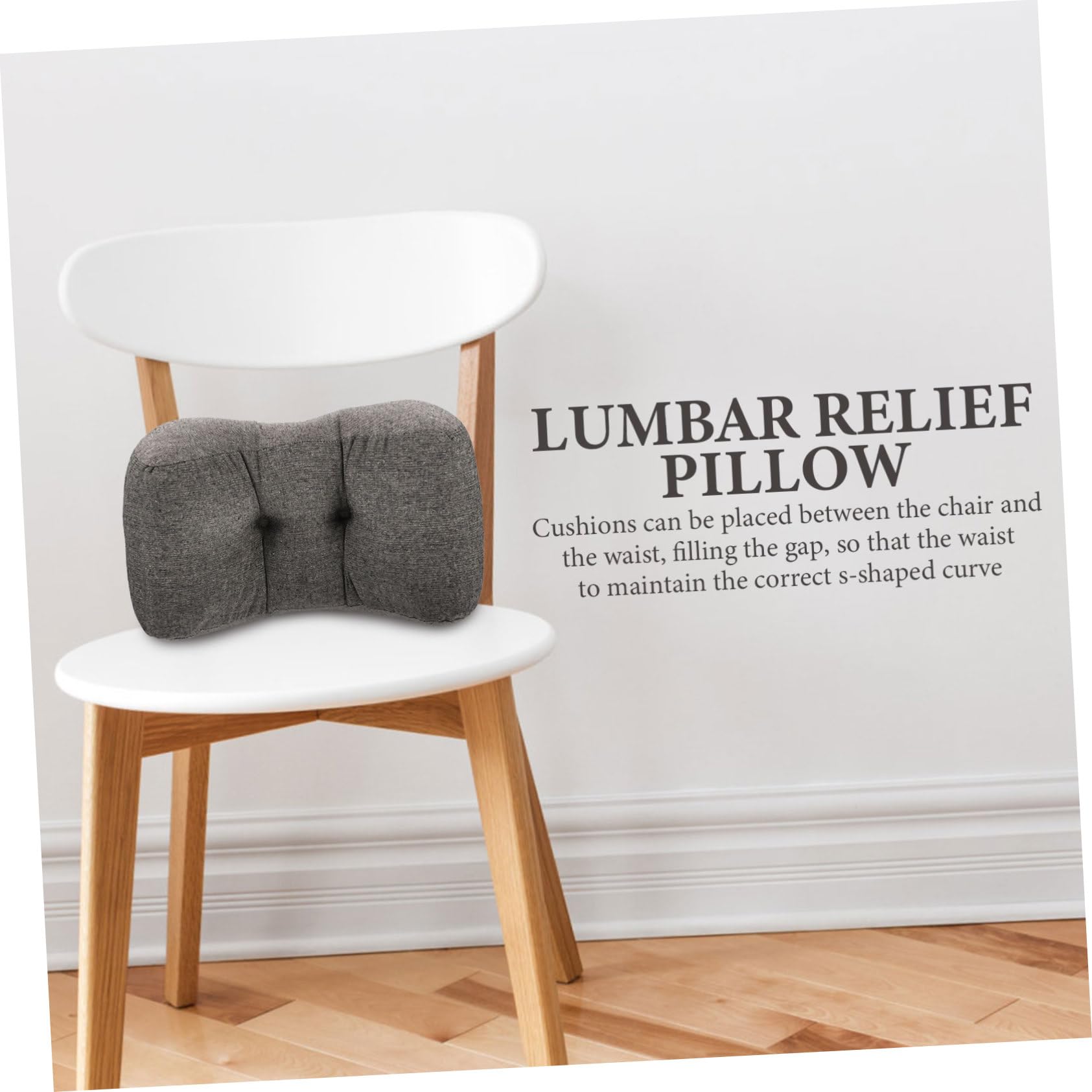 Almohada Lumbar y Funda de Lino Cojín Cómodo Relleno de Algodón PP para Aliviar Dolor y Fatiga, Soporte Adecuado para Coche y Oficina para Descanso y Postura