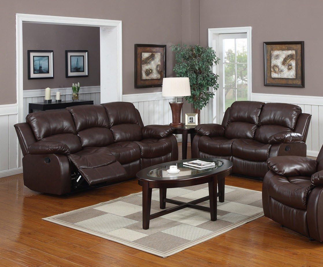 Huntington 2-pc Bonded Leather Sofa & Loveseat Set with 4 Recliners
