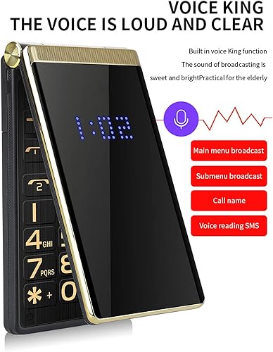 Miniatura 2 de Yoidesu Teléfono celular 2G desbloqueado para personas mayores, botón grande SOS fácil de usar, teléfono móvil con tapa abatible, pantalla grande de