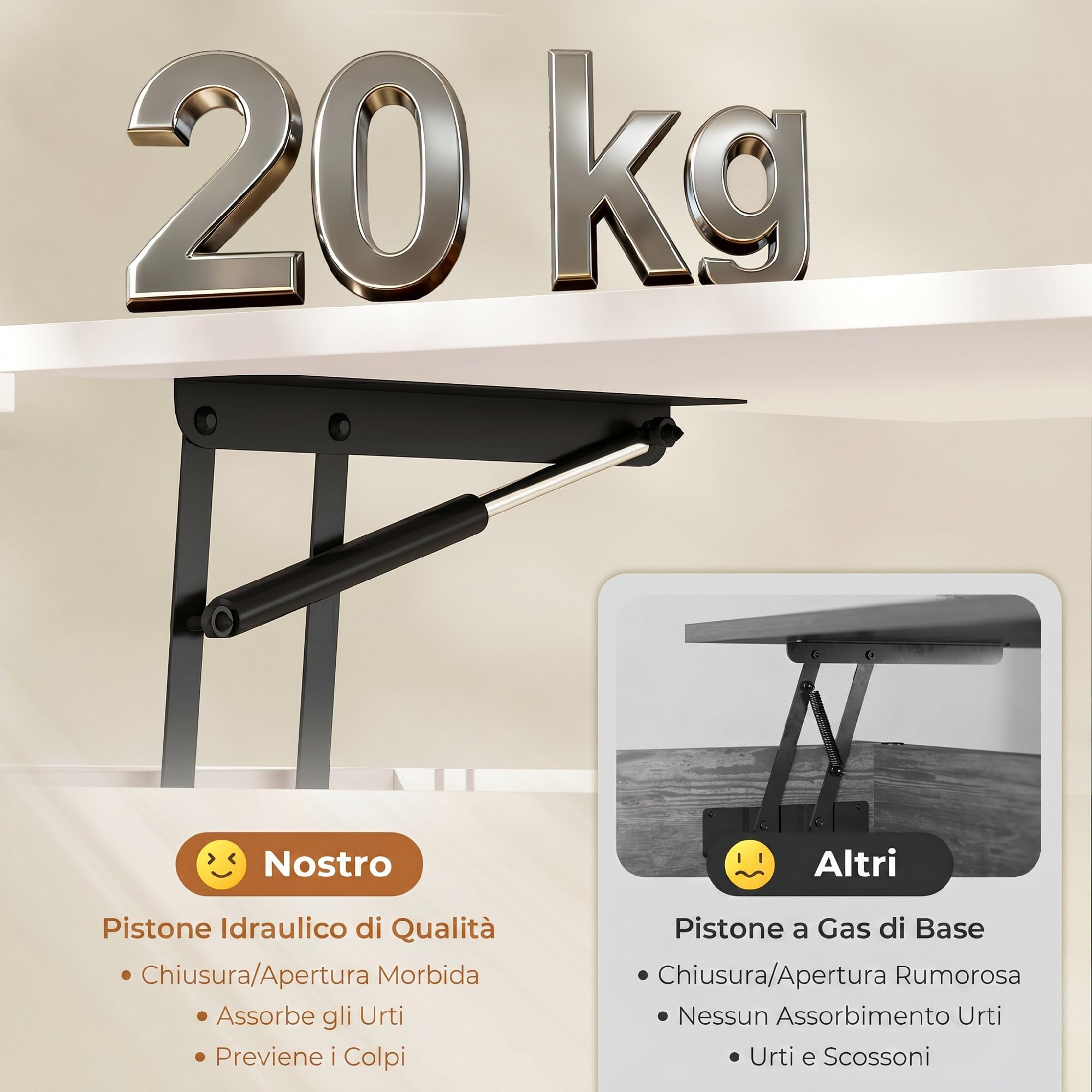 HOMCOM Tavolino da Caffè Sollevabile Salotto 100x50x43.6-58 cm Bianco | Doppio Piano, Vano Nascosto, Gambe in Metallo, Soggiorno Casa Ufficio