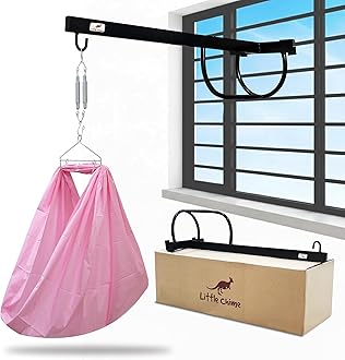New Born Baby Window Cradle Hanger with Spring Set,Mosquito Protection Net and Cotton Cloth-Baby Hanging Swing Cradle(Pink)