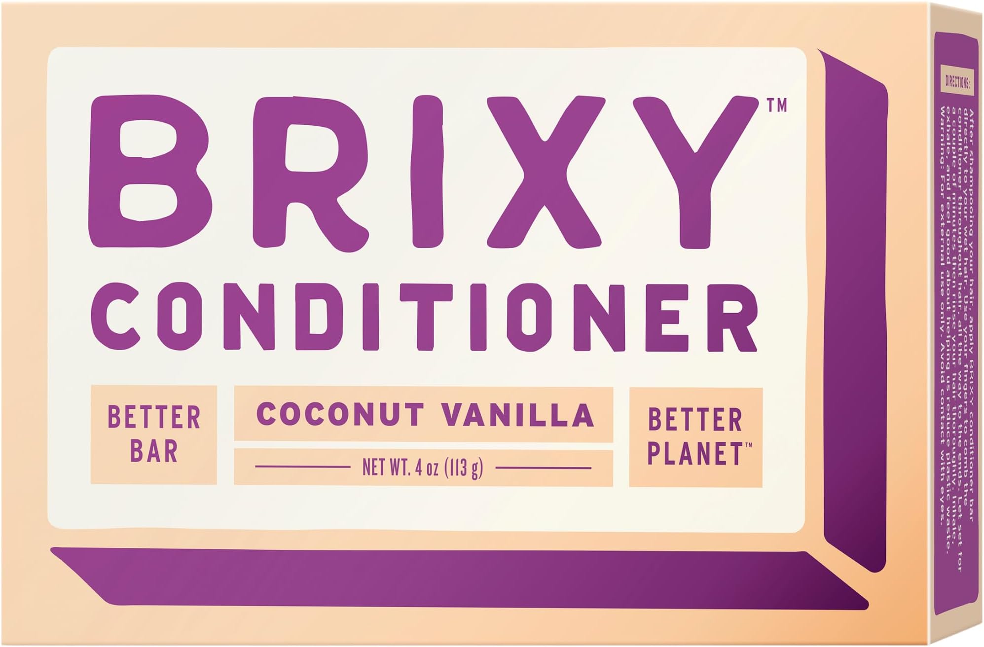 BRIXY Conditioner Bar for Hydration & Softness, All Hair Types, pH Balanced & Safe for Color Treated Hair, Sustainable, Vegan, Plastic Free (pack of 1, 4oz bar)