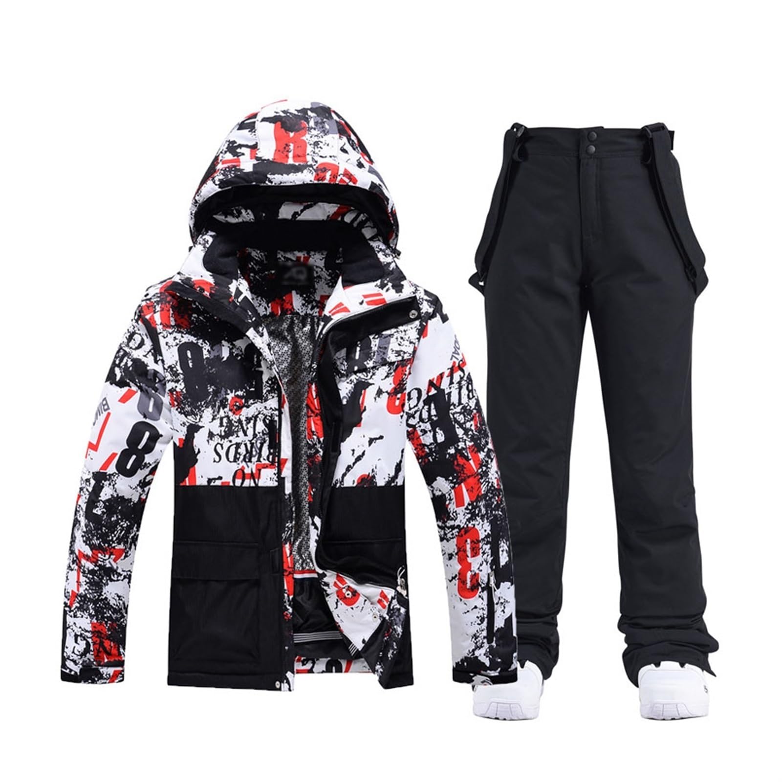 Yytcsjz Ensemble De Combinaisons De Ski Pour Adultes Hommes, Ensemble De Combinaisons De Ski Imprimées Colorées Assorties Aux Couleurs À Capuche Imperméables Coupe-vent, Ensemble Combinaisons