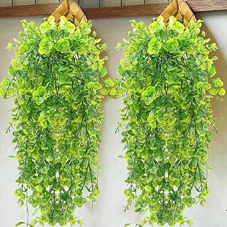 2PCS 78cm Artificial Eucalyptus Rattan Green Fake Plant Ivy DIY for Indoor Outdoor Wall House Weddings Patios Porches Decor