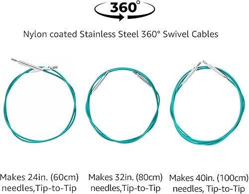 Miniatura 3 de KnitPro Mindful Hope - Juego de agujas de tejer circulares de 5 pulgadas, tamaño 2.5, 3, 4, 5, 6, 7, 8 intercambiables, 3 cables, 2 conectores,