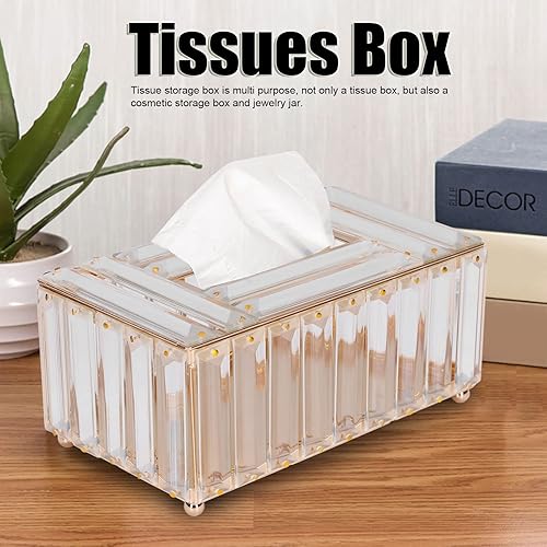Miniatura 6 de Zerodis Caja de almacenamiento de pañuelos, soporte de pañuelos exquisito exterior multiusos para mesa de oficina para mesa (dorado)