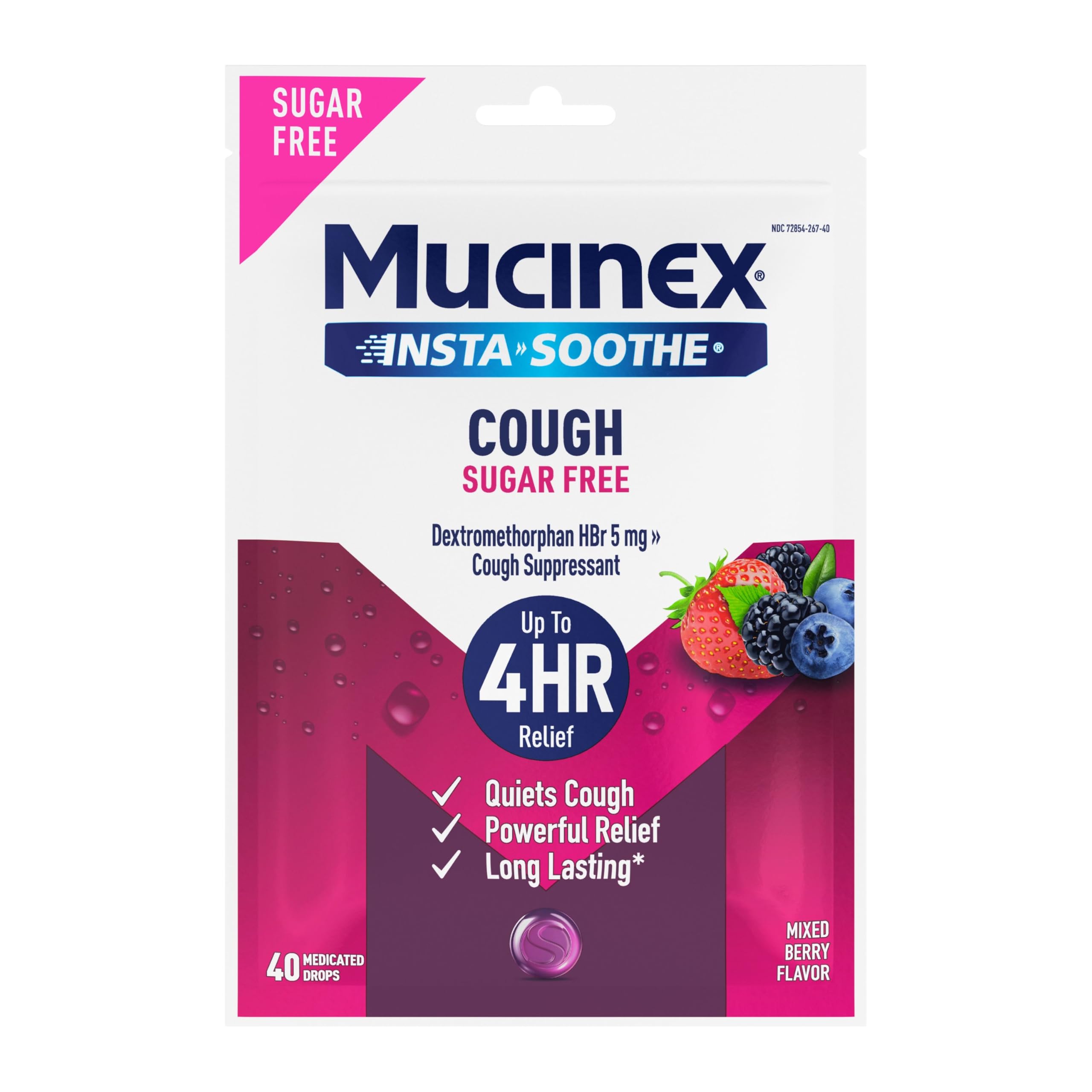 Mucinex Instasoothe Sugar Free Cough-Drops, Cough Medicine for Adults with Dextromethorphan HBr, Non Menthol, Cough Suppressant Lozenges, Mixed Berry Medicated Cough-Drops, 40ct (Pack of 3) — Amazon image 13