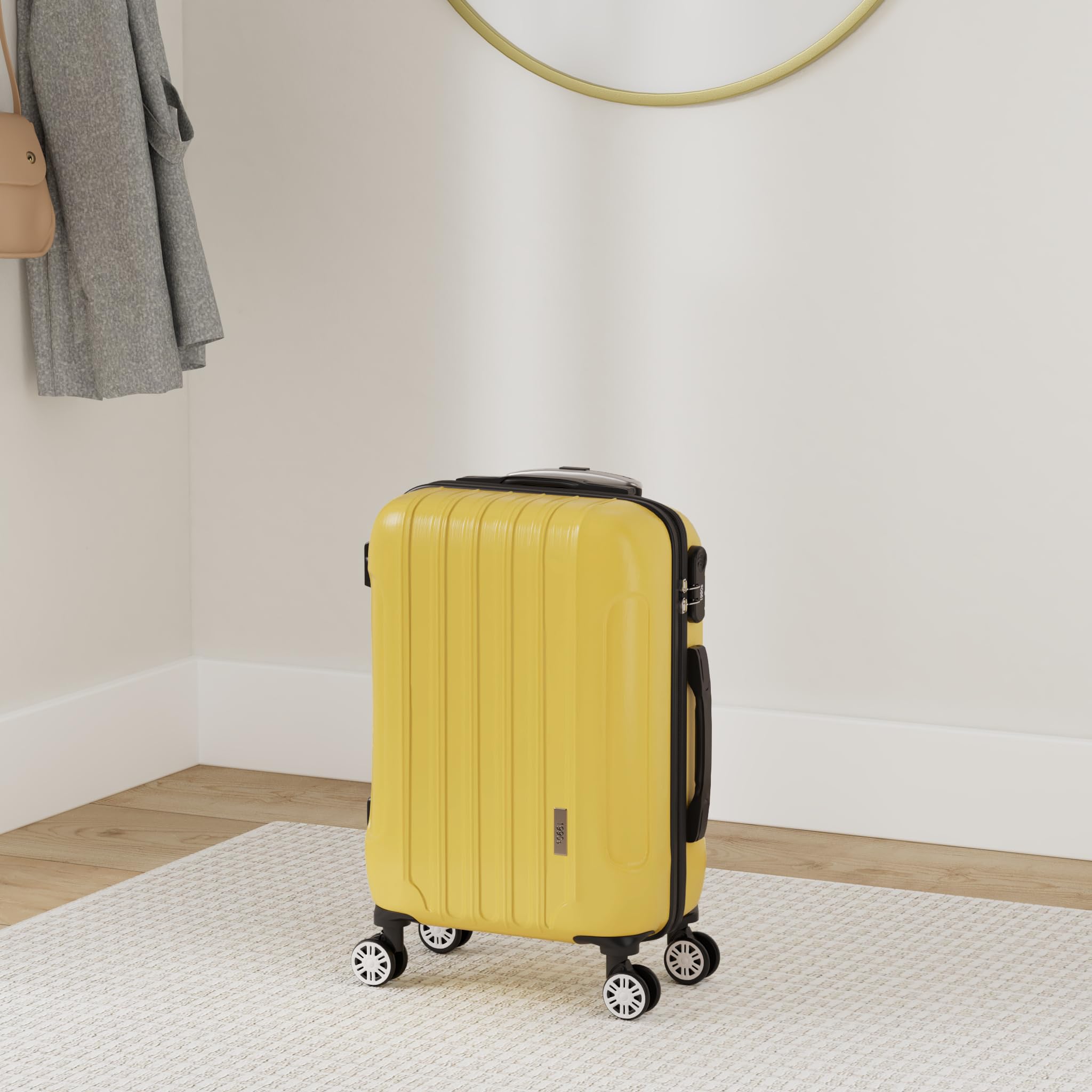 1990s Maleta de Cabina Policarbonato 55x40x20cm (40L) - 20 Pulgadas - Amarillo