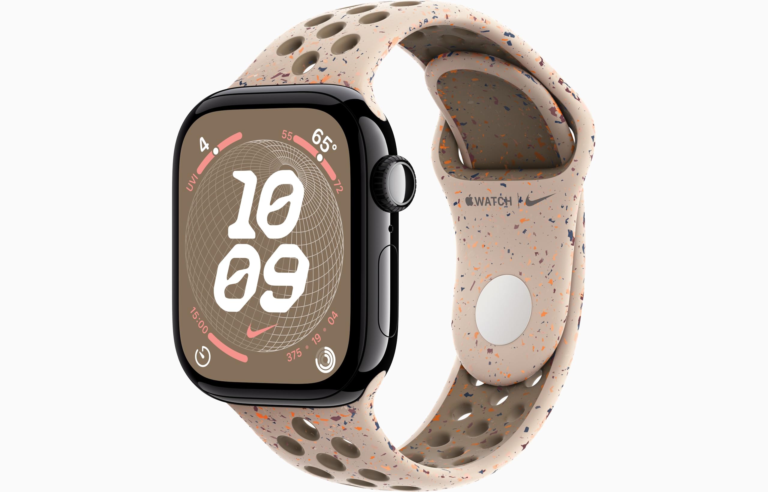 Apple Watch Series 10 [GPS + Cellular, 46mm] - Jet Black Aluminum Case with Desert Stone Nike Sport Band, M/L (Renewed)