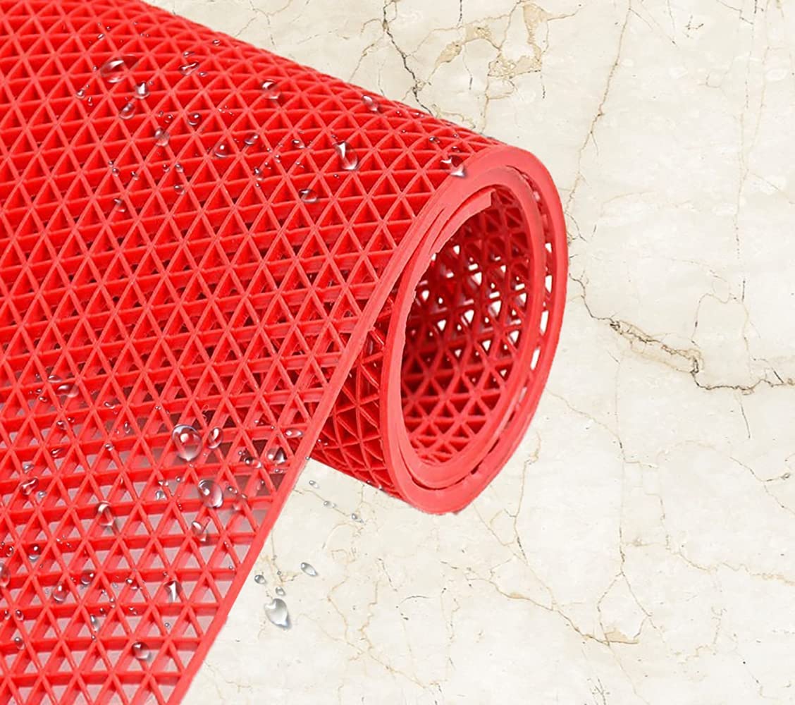 VALDIVIAN Waterproof Jali Rubber Mat for Bathroom Swimming Pool Anti Skid Bath Mats, 2 x 18 Feet, Red (B09MVR64DD) Amazon Price History, Amazon Price Tracker