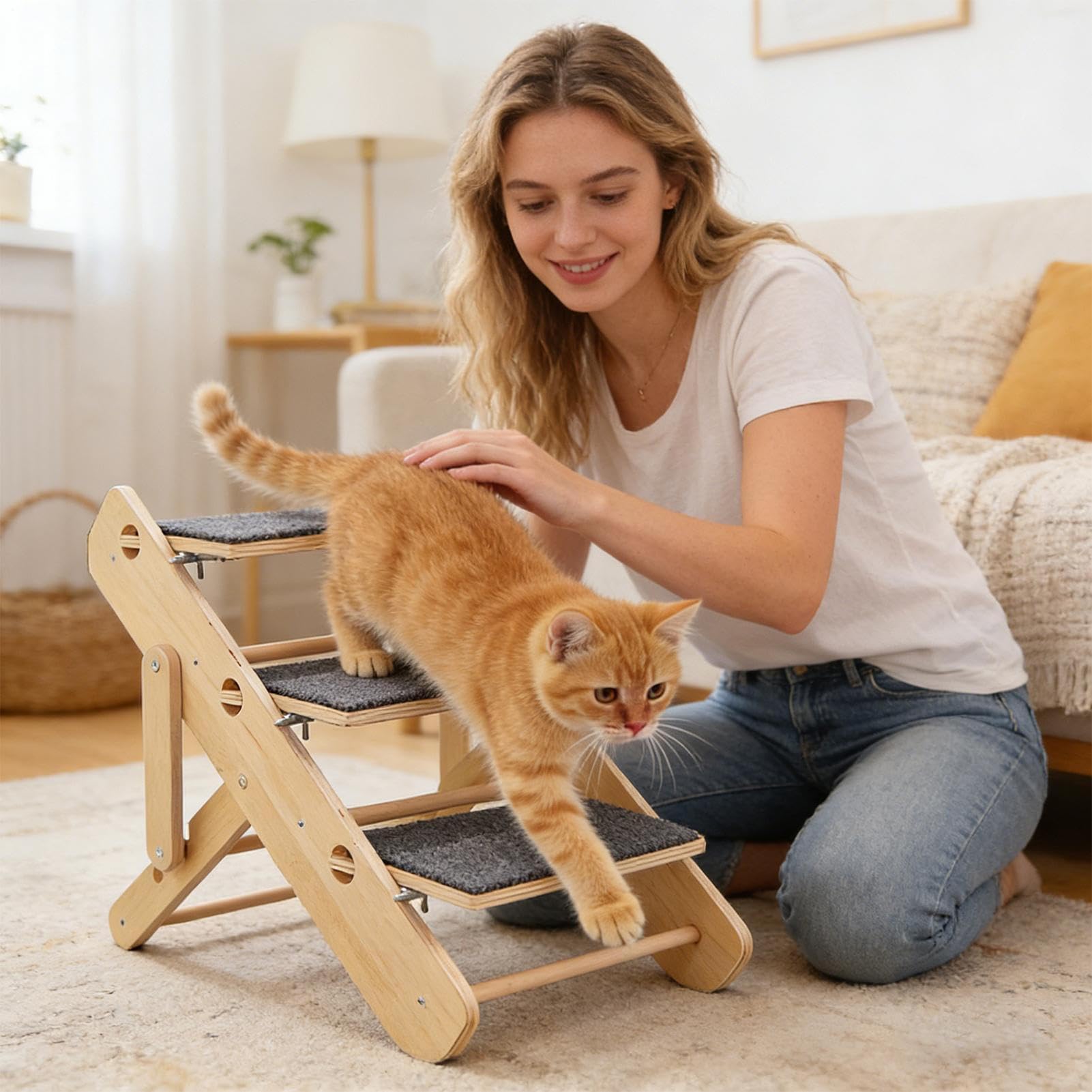 Rampa para Perros Plegable Escaleras Antideslizantes y Estables para | Rampa escalera para camas altas para Subir al Sofá, Sillón, Cama o Utilizar en Salón y Dormitorio