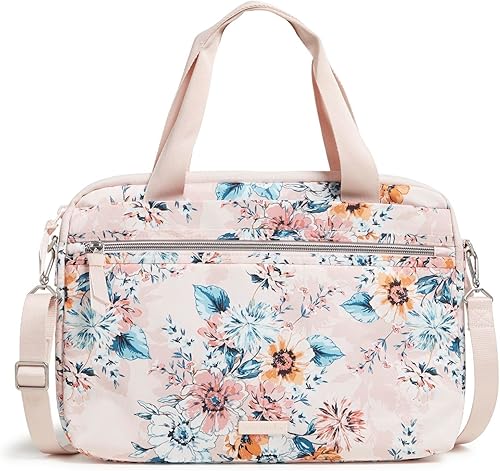 Organizador delgado para laptop de sarga de rendimiento para mujer, Ramo de flores de melocotón