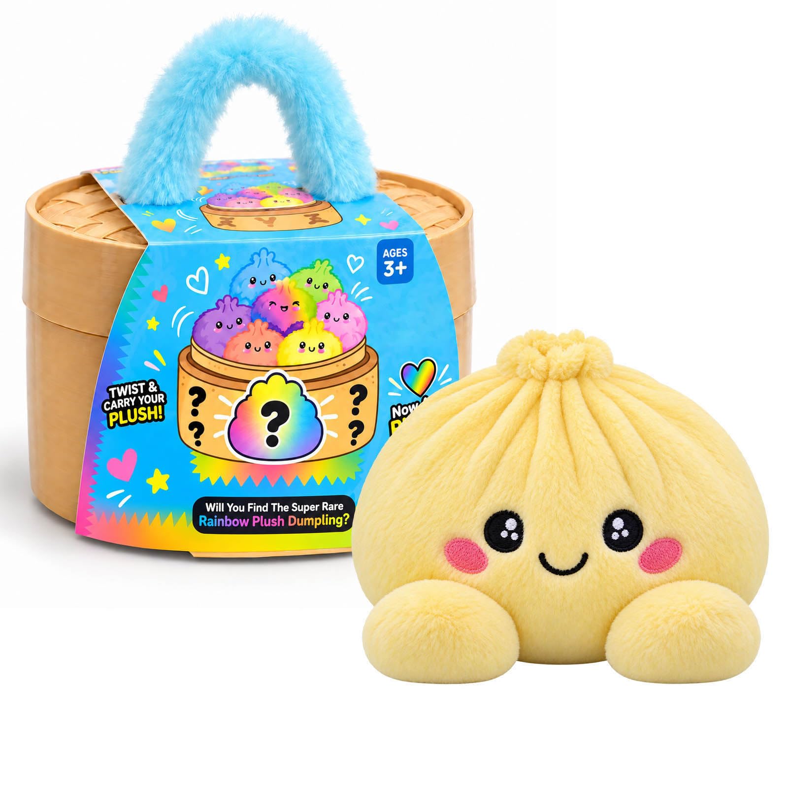 Plush Dumpling Mystery Squishy Bao Bun with Steamer Blind，Yellow