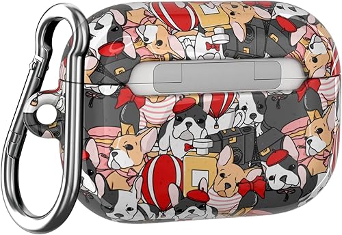 Miniatura 4 de Cavka Funda compatible con Airpods Pro & Pro 2 Airpods 3-2-1 generación, carcasa de plástico francés con estampado de bulldog francés, cubierta de