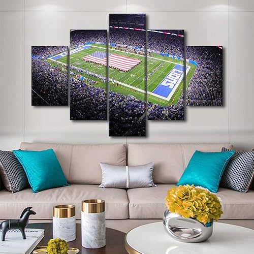 Vista 143 de Cuadros de estadios deportivos de fútbol americano de Minnesota, cuadros de vikingos, 5 paneles, lienzo para pared, arte de pared del estadio